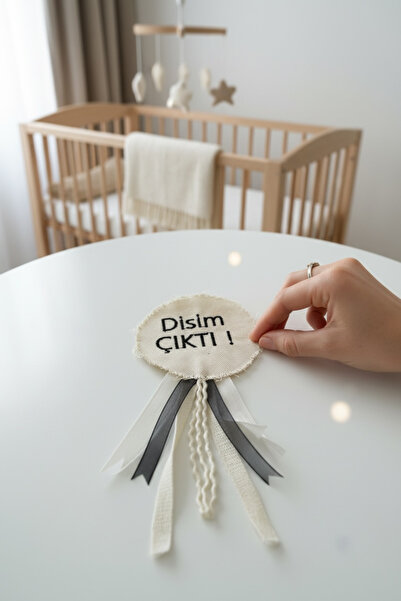 Zemze Baby Keten Nakışlı Dişim Çıktı Yaka Rozeti – Bebek Diş Buğdayı Fotoğraf...