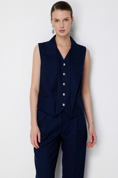 Ekol Buttoned V-Neck Vest-1188