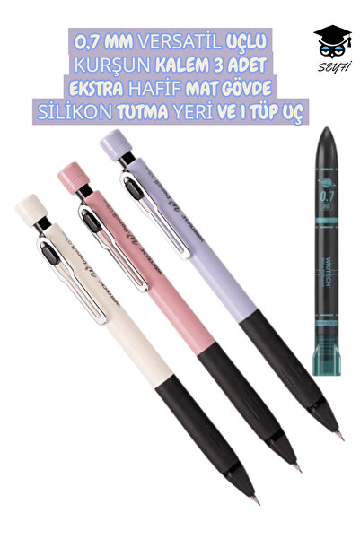 SEYFİKİRTASİYE 0,7 MM VERSATİL UÇLU KURŞUN KALEM 3 ADET EKSTRA HAFİF GÖVDE Sİ...