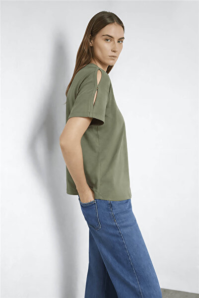 Fashion Friends Γυναικεία Μπλούζα Χακί με Λεπτομέρεια στα Μανίκια 26Y0309K1