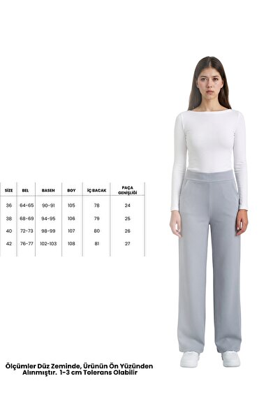 ModaAzen Gray High Waist Lycra Straight Cut Women's Palazzo Trousers with Poc...