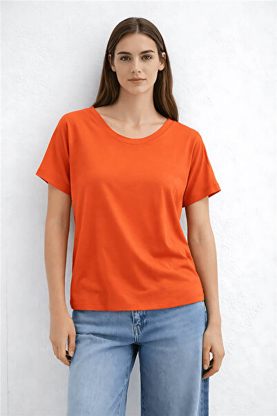 Fashion Friends Πορτοκαλί Γυναικεία Μπλούζα με Λεπτομέρεια στα Μανίκια 26Y0309K1