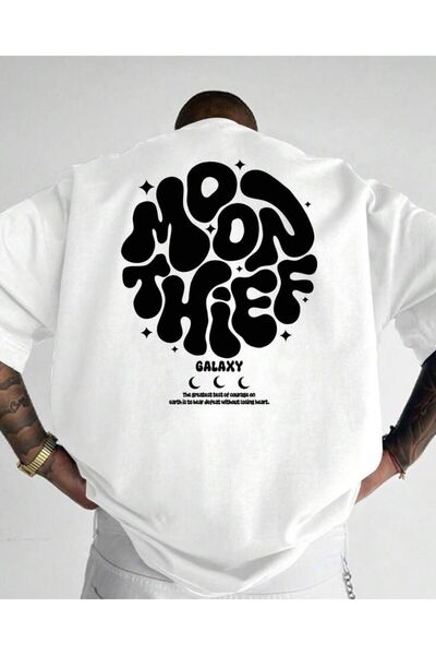 LELVANİ Tricou imprimat cu text „Men Moon Thief Galaxy”