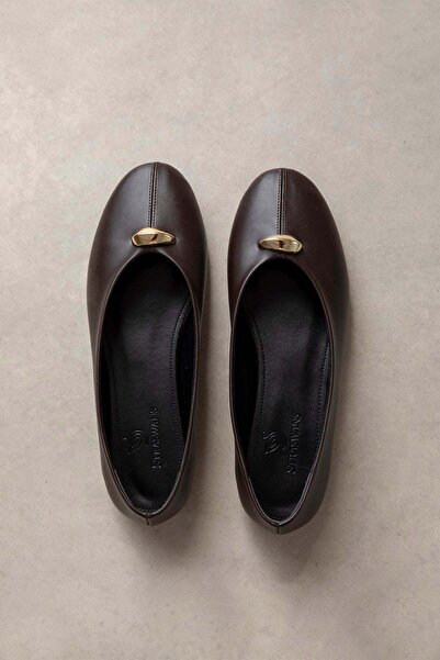 STRASWANS Brett Γυναικεία Αξεσουάρ Λεπτομέρεια Δερμάτινες Μπαλαρίνες Καφέ