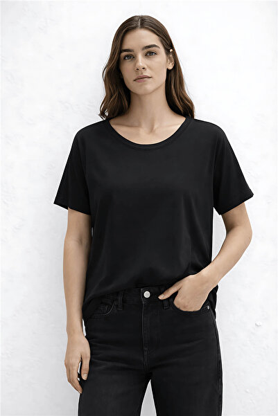 Fashion Friends Μαύρη γυναικεία μπλούζα με λεπτομέρεια στα μανίκια 26Y0309K1