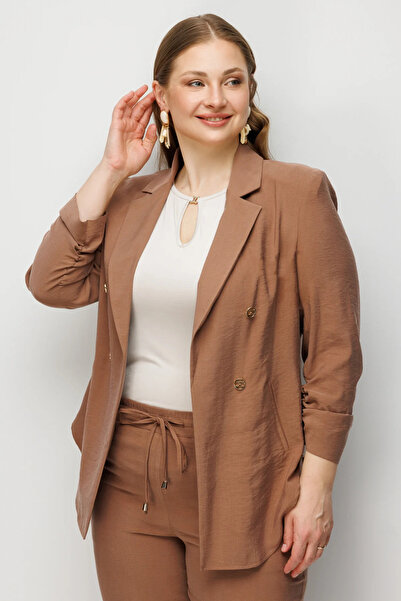 Ekol Jacket with Gathered Sleeves and Side Pockets-1602