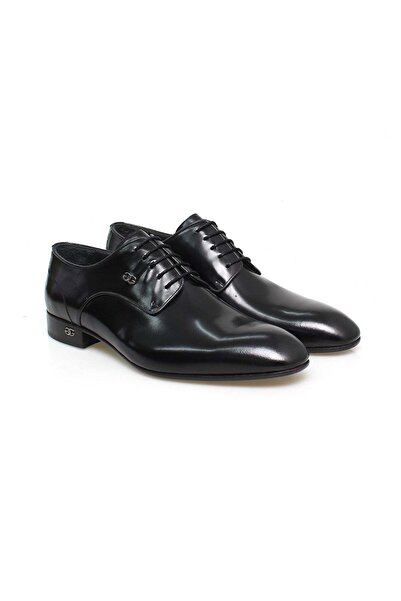 FRANCO CALVANI Black Color Lace-Up Genuine Leather Men's Shoes