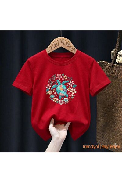 playwear تي شيرت كاريتا مطبوع 100% للأطفال للجنسين 5 6 -7 8-9 10 -11 12 سنة