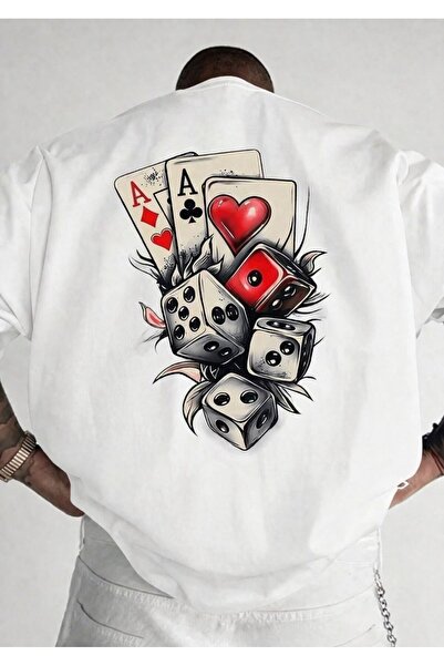 LELVANİ Ανδρικό μπλουζάκι με στάμπα παιχνιδιών τυχερών μαρκών και καρτών