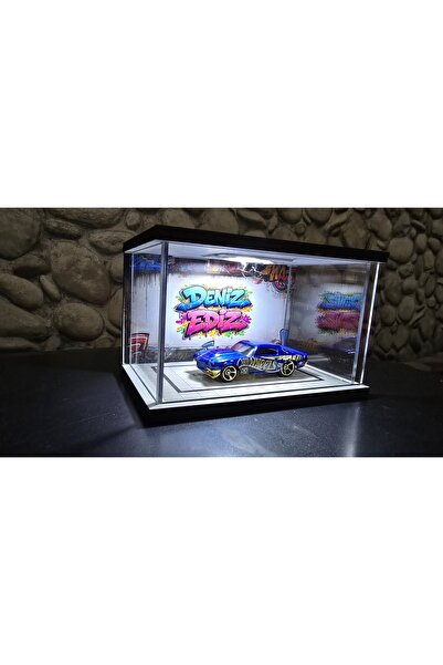 fabrikahşap Dekoratif Kayar Kapaklı 1/64 Diorama Model Araba Standı Pilli İsimli