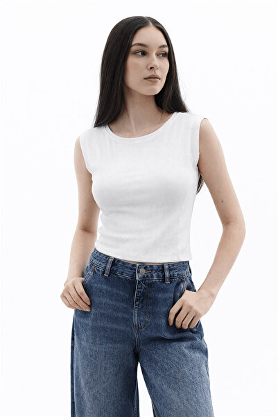 Fashion Friends Γυναικείο T-Shirt με λαιμόκοψη Kayık Λευκό 26Y0162K1