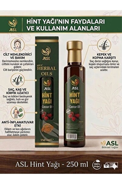 ASL Hint Yağı 250 ML (Hekzan İÇERMEZ) | %100 Soğuk Sıkım | Castor Oil | Katkı...