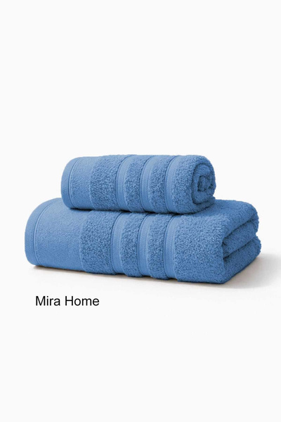 Mira Home 2 Piece Cotton Bath Towel Set Ayla Blue