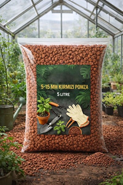 NEXVORİA 5-15 MM Kırmızı Pomza Taşı 5 Litre | Doğal Toprak Düzenleyici, Drena...
