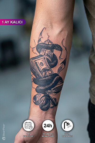 BP Tattoo 1 Ay Kalıcı Para ve Yılan Geçici Dövme
