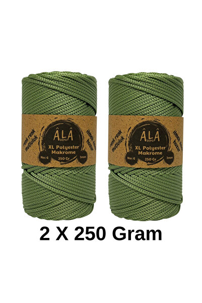aladepo 2 Adet XL Polyester Makrome No:6 (Kalın) Çanta İpi 2x250 Gram (Toplam...