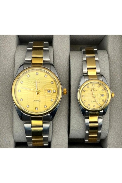 SHADOW Luxury Couple Watch Set - Matching Stainless Steel Quartz Wristwatches...