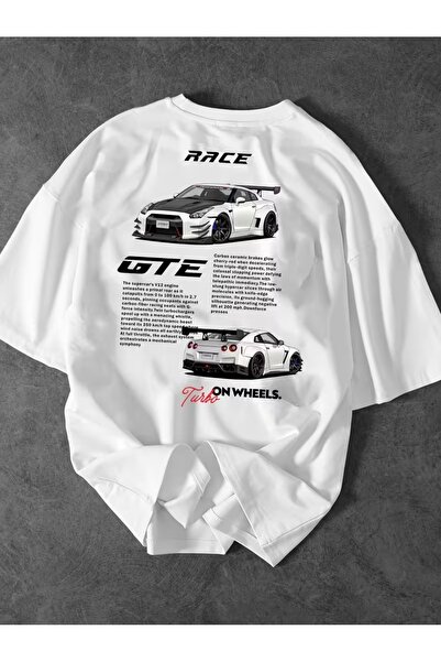 AEMİ Μπλουζάκι Unisex Race GTR με στάμπα Oversize Crew Neck