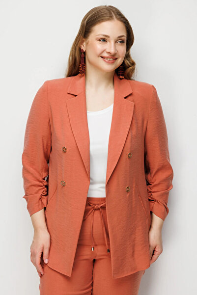 Ekol Jacket with Gathered Sleeves and Side Pockets-1602