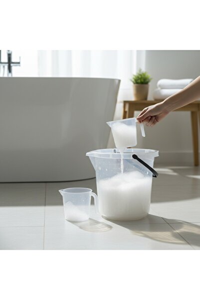 biedda 2'li Set Şeffaf Temizlik ve Su Kovası 13 litre ve Maşrapa