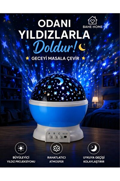 bahe home Yıldız Projektör Gece Lambası USB LED Çocuk Odası Uyku Lambası Renk...