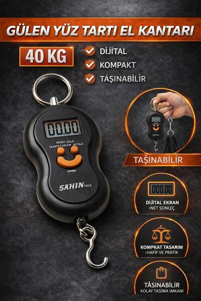 Şahin Taşınabilir Dijital Askılı El Terazisi 40 kg Işıklı LCD Ekran Valiz Tar...