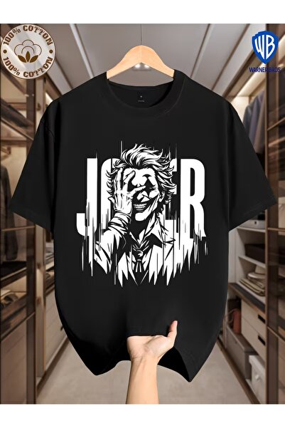 AEMİ Μπλουζάκι Unisex με στάμπα Joker, Oversize, με λαιμόκοψη ποδηλάτου