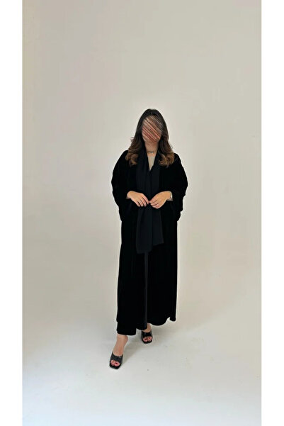 Tori Embroidered Velvet Abaya with Plain Velvet