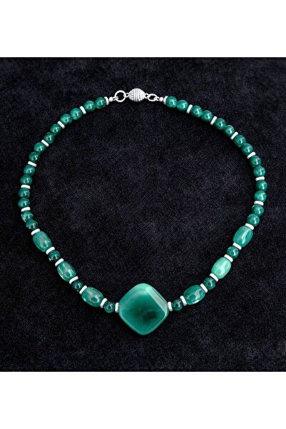 Asteria Elite Green Agate Evil Eye Protector and Balance Energy Necklace