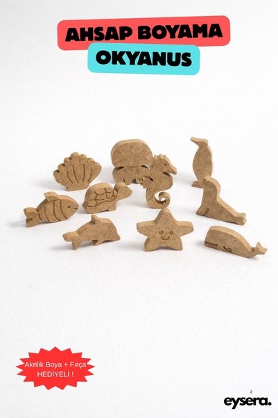 eysera Sea Animals Wooden Painting Set, Ocean – Children's Activity & Hobby Toy, Montessori, Educational Set