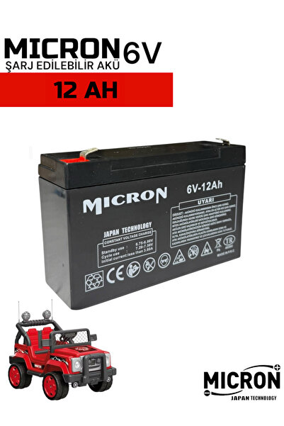 Micron Oyuncak Araba Aküsü(Pili, Bataryası 6v (VOLT) 12ah (Amper) 2026 Üretim