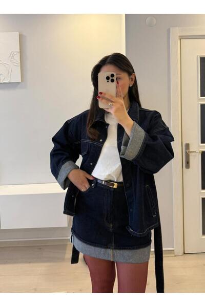 Yaren Aydın Kadın Lacivert Denim Etek