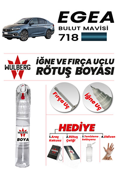 Wulberg Fiat Egea Bulut Mavisi 718 Rötuş Boya 25 ml İğne & Fırça Uçlu Kalıcı ...