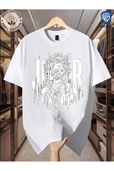 AEMİ Μπλουζάκι Unisex με στάμπα Joker, Oversize, με λαιμόκοψη ποδηλάτου