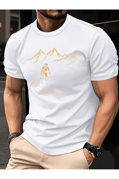 one button Tricou supradimensionat premium cu imprimeu Bay Gold Biciclete și ...