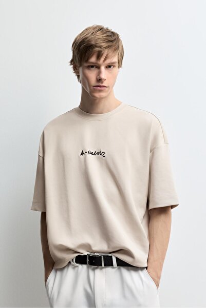 LEFTIES Sentetik kauçuk kumaş görünümlü interlok t-shirt