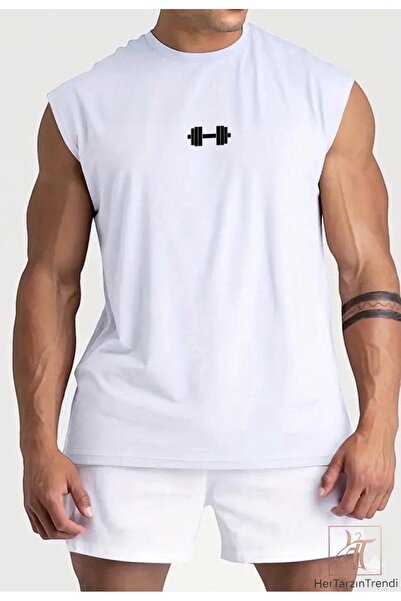 HerTarzınTrendi Ανδρικό βαμβακερό αθλητικό μπλουζάκι προπόνησης χωρίς μανίκια...