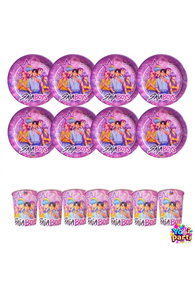 Saja Boys Karakterli 8 Kişilik Doğum Günü Seti - Parti Süsleri Tabak Bardak Takımı