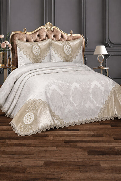 Hig Store Διπλό κάλυμμα κρεβατιού - Μπεζ - Geblümt