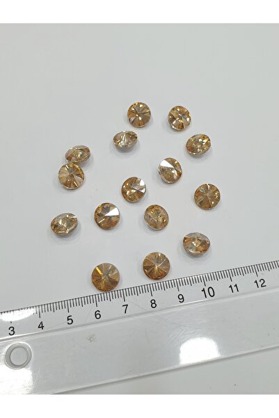 CRYSTALSHOP Камък за залепване - {Arkası Bombeli} Златен кръгъл 10мм (100 броя)