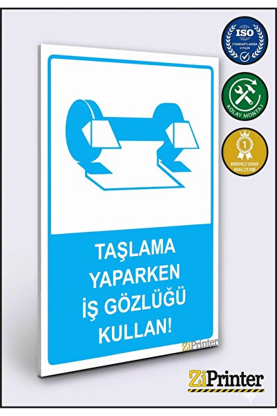 ZiPrinter استخدم نظارات السلامة أثناء الطحن! لافتة تحذير ديكاتا 15x20 سم