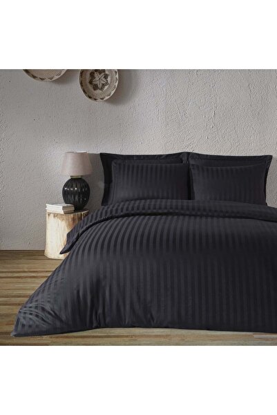 Romans Σετ Παπλωματοθήκης Ριγέ Σατέν Διπλό Εύκολο στο Σιδέρωμα