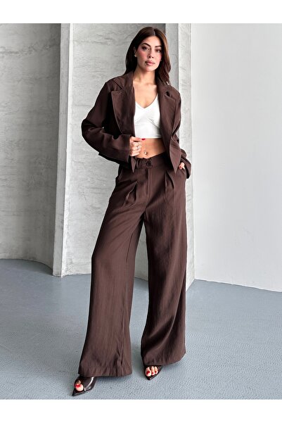 Nes Moda Kadın Tencel Kumaş Premium Pantolon Ceket Takım