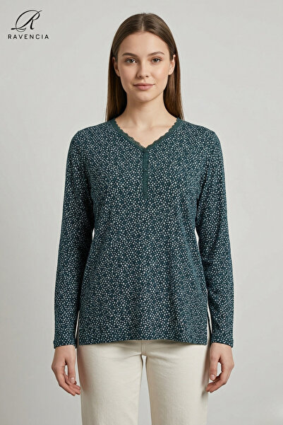 Ravencia Γυναικεία μπλούζα με λαιμόκοψη V, με σχέδιο αστεριών, με πέτρινα κου...