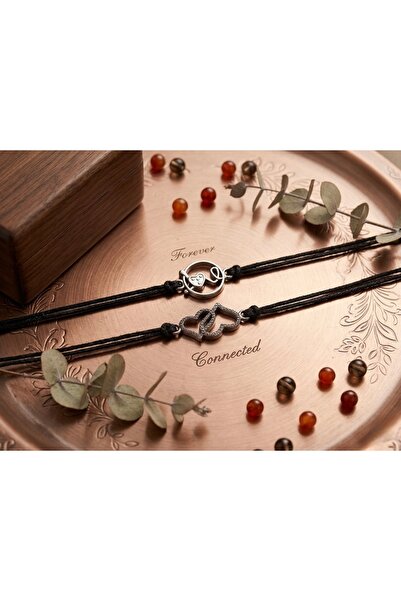 Meneva Aksesuar Endless Love & Bond Themed Adjustable Couple Bracelet Set wit...