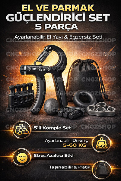 CNGZSHOP Σετ ενδυνάμωσης χεριών και δακτύλων 5 τεμαχίων |   Ρυθμιζόμενο σετ ε...