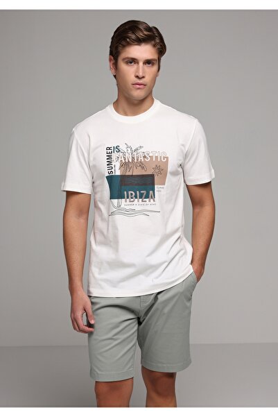Colin's Tricou alb cu mânecă scurtă pentru bărbați, cu gât rotund, cu croială...