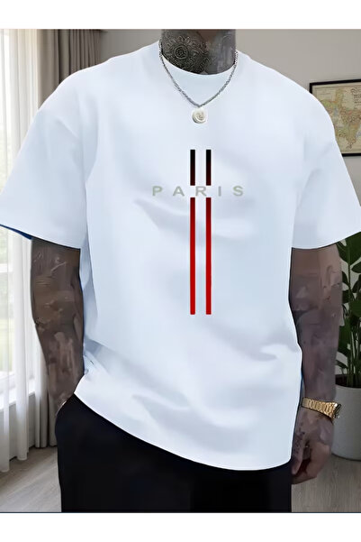 NOURAM Men's White Oversized T-Shirt with Breathable Round Neck Short