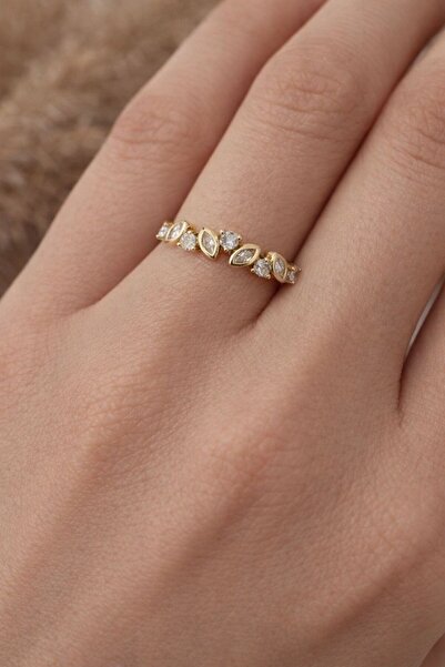 XUPING JEWELRY Dağınık Baget Taşlı 14K Xupıng Çelik Yüzük
