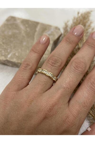 XUPING JEWELRY Gold 14K Zirkon Taş Detaylı Xupıng Çelik Yüzük